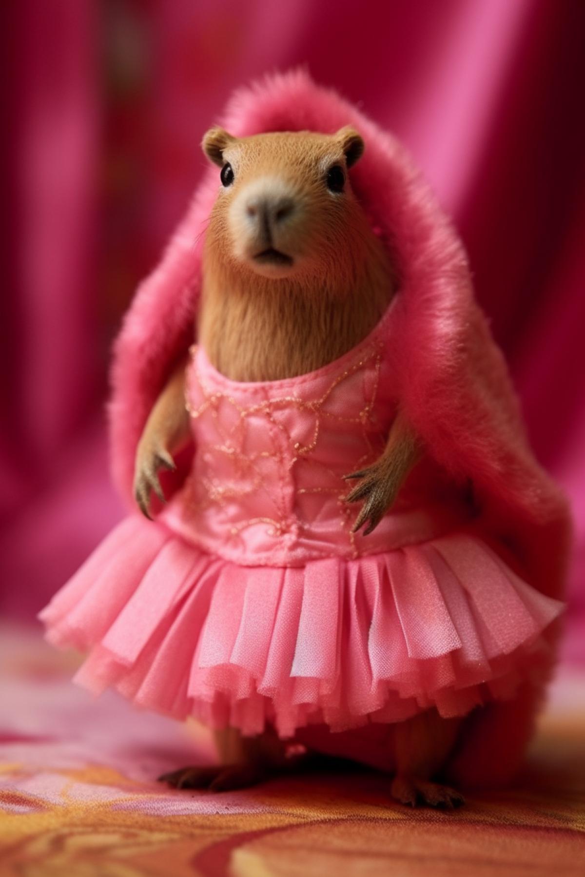 capybara as a Barbie doll, pink, Barbiecore
