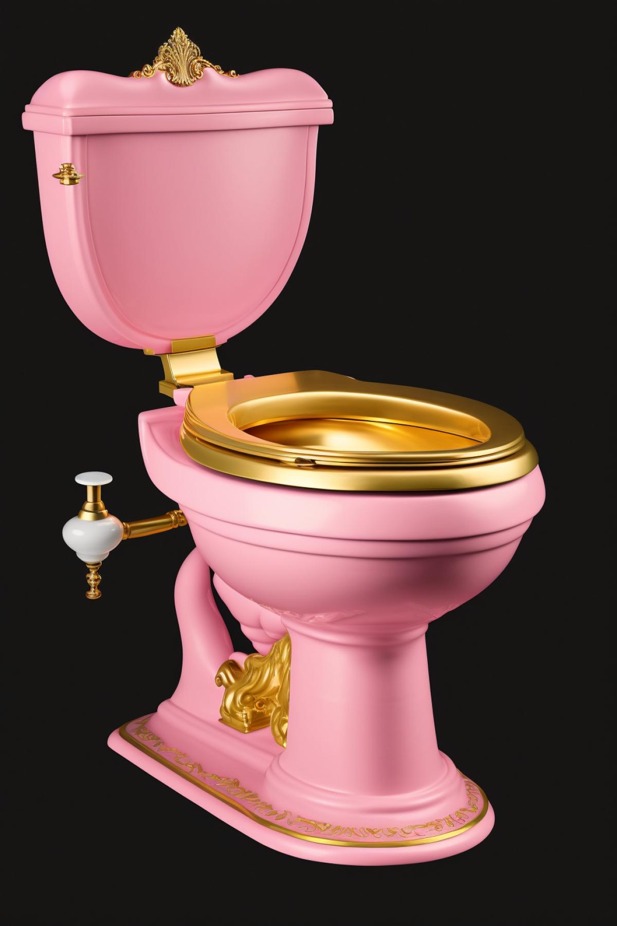 very pink premium toilet bowl with gold fittings