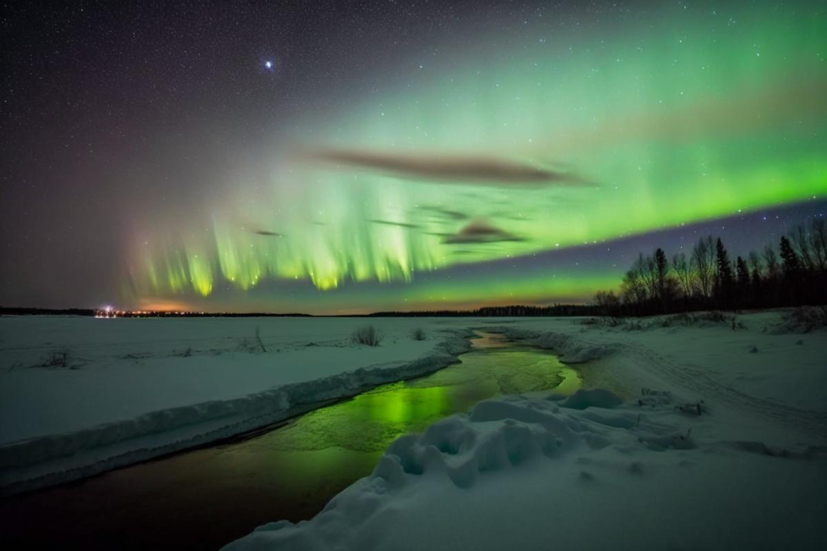 northern lights in the night sky, professional photography