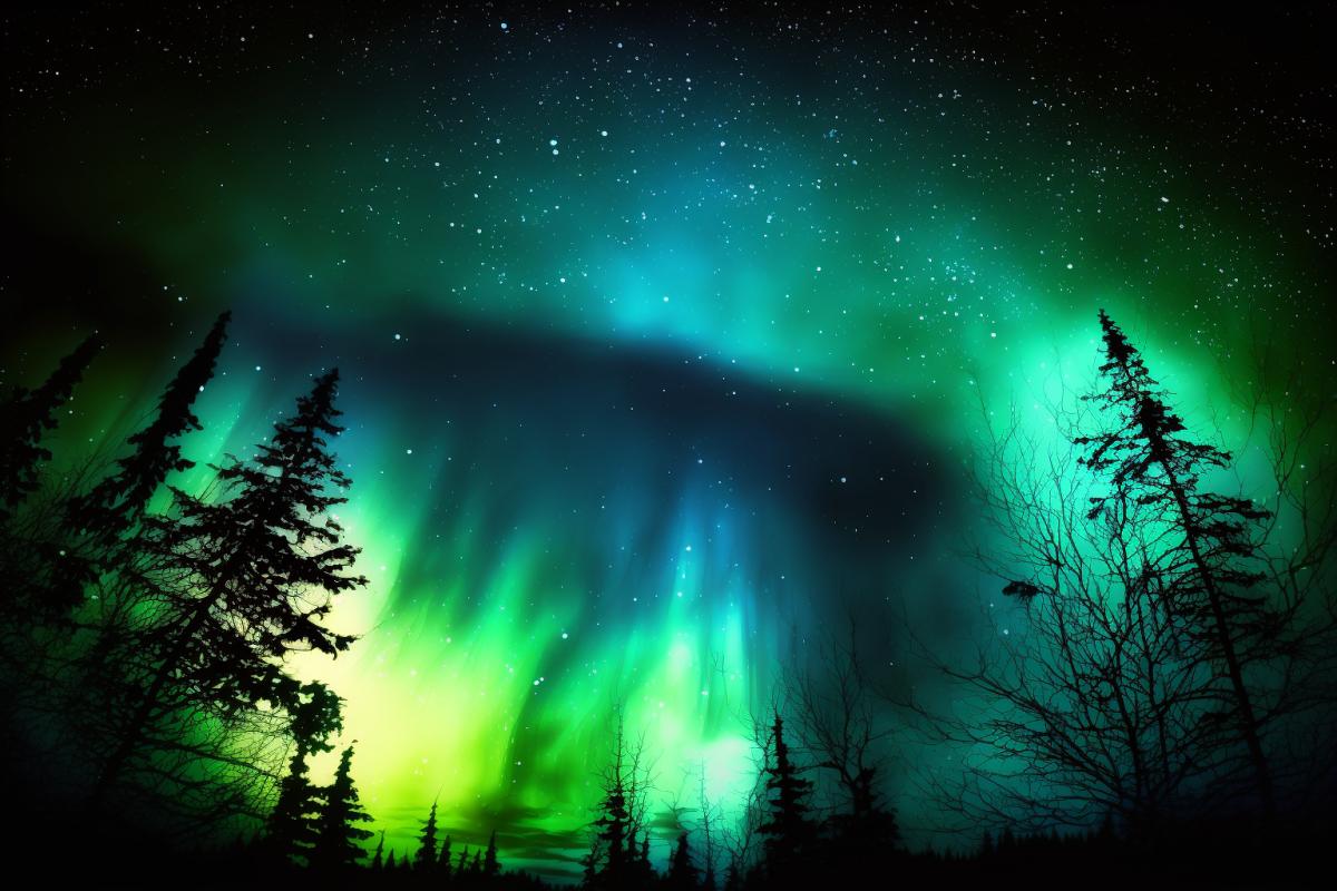 northern lights in the night sky, professional photography
