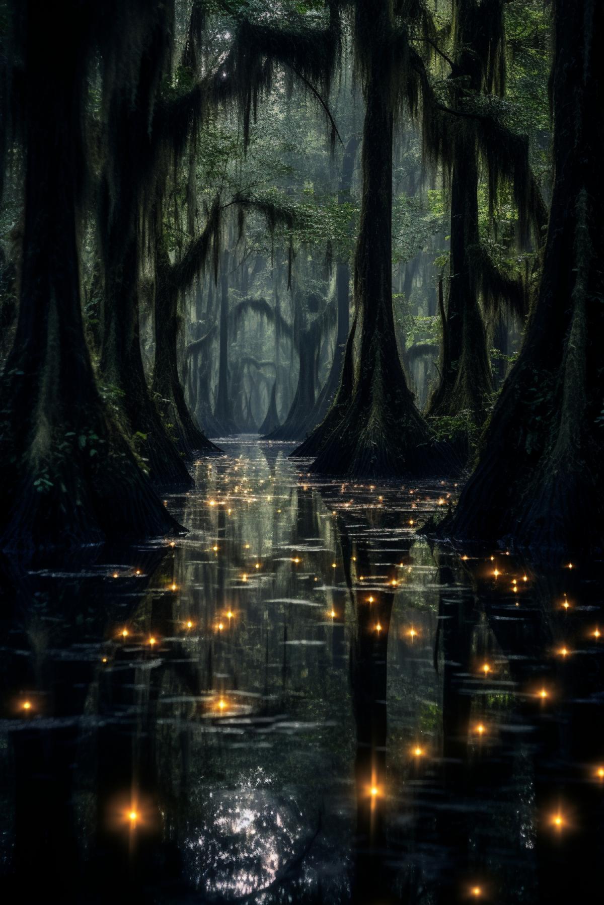 Wandering lights in the swamps