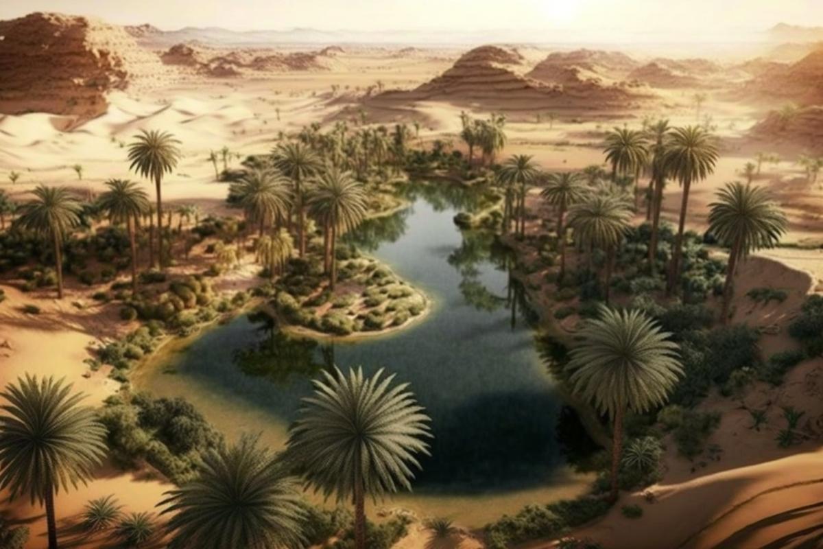 picturesque oasis, view from a great height