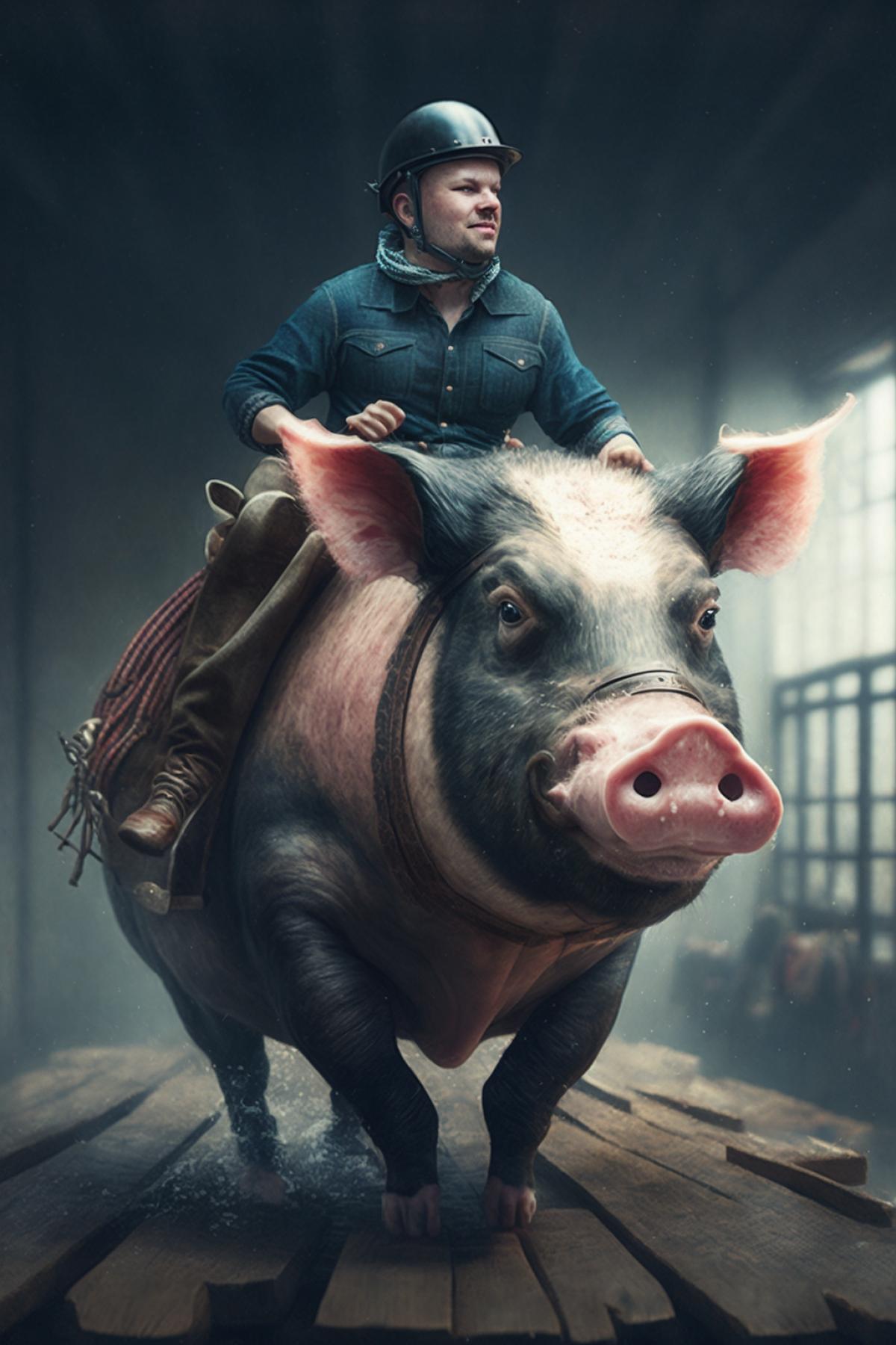 riding a pig