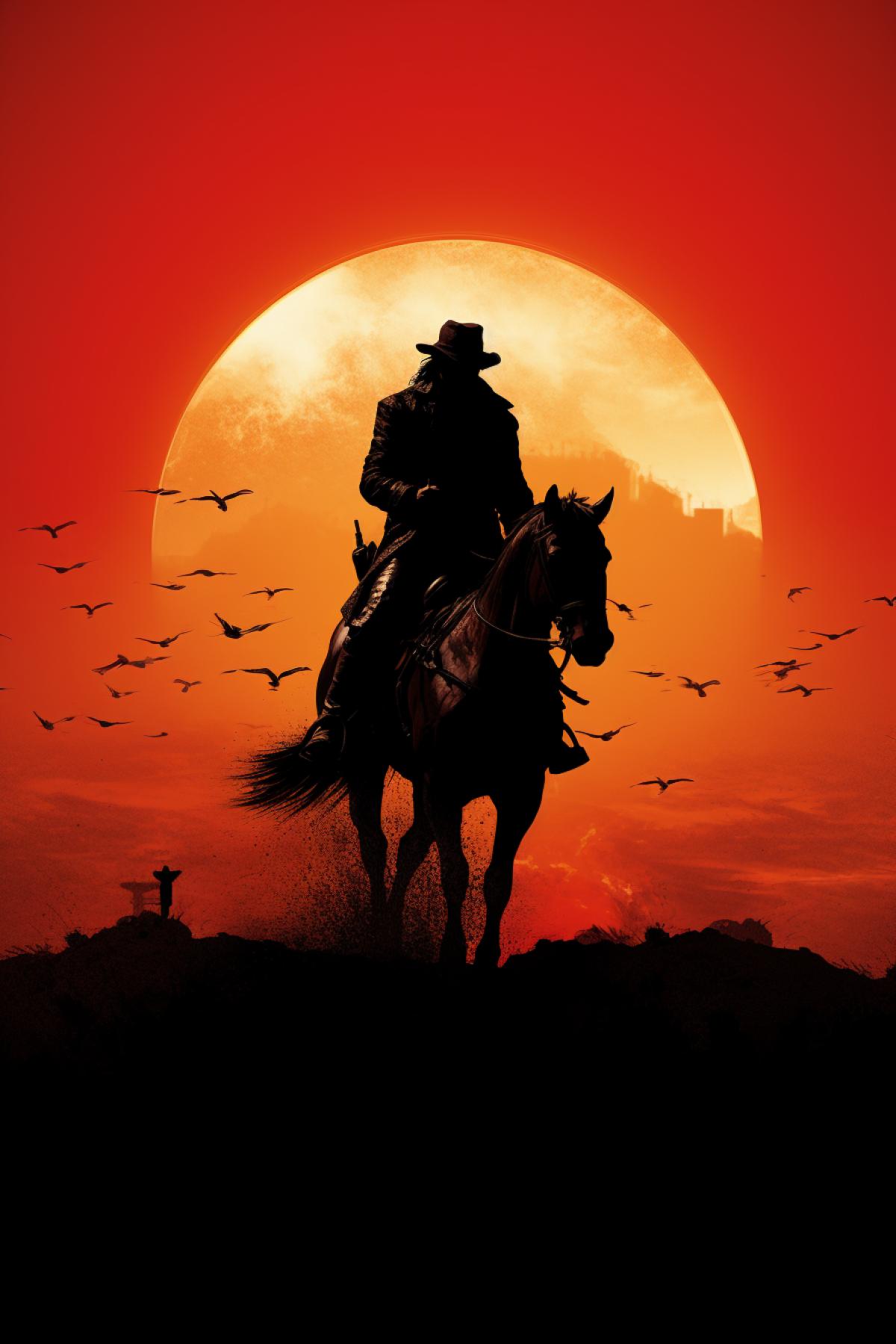 Zorro on a rearing horse against the backdrop of the moon, film