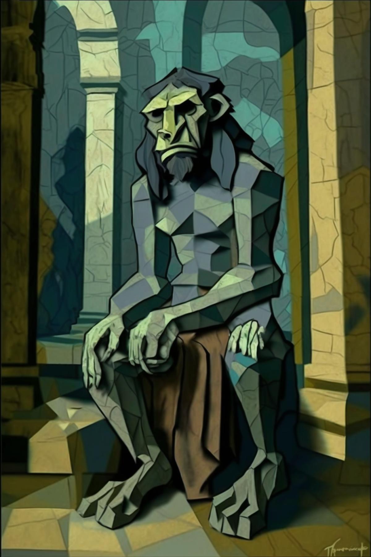 Pithecanthropus in the style of Picasso
