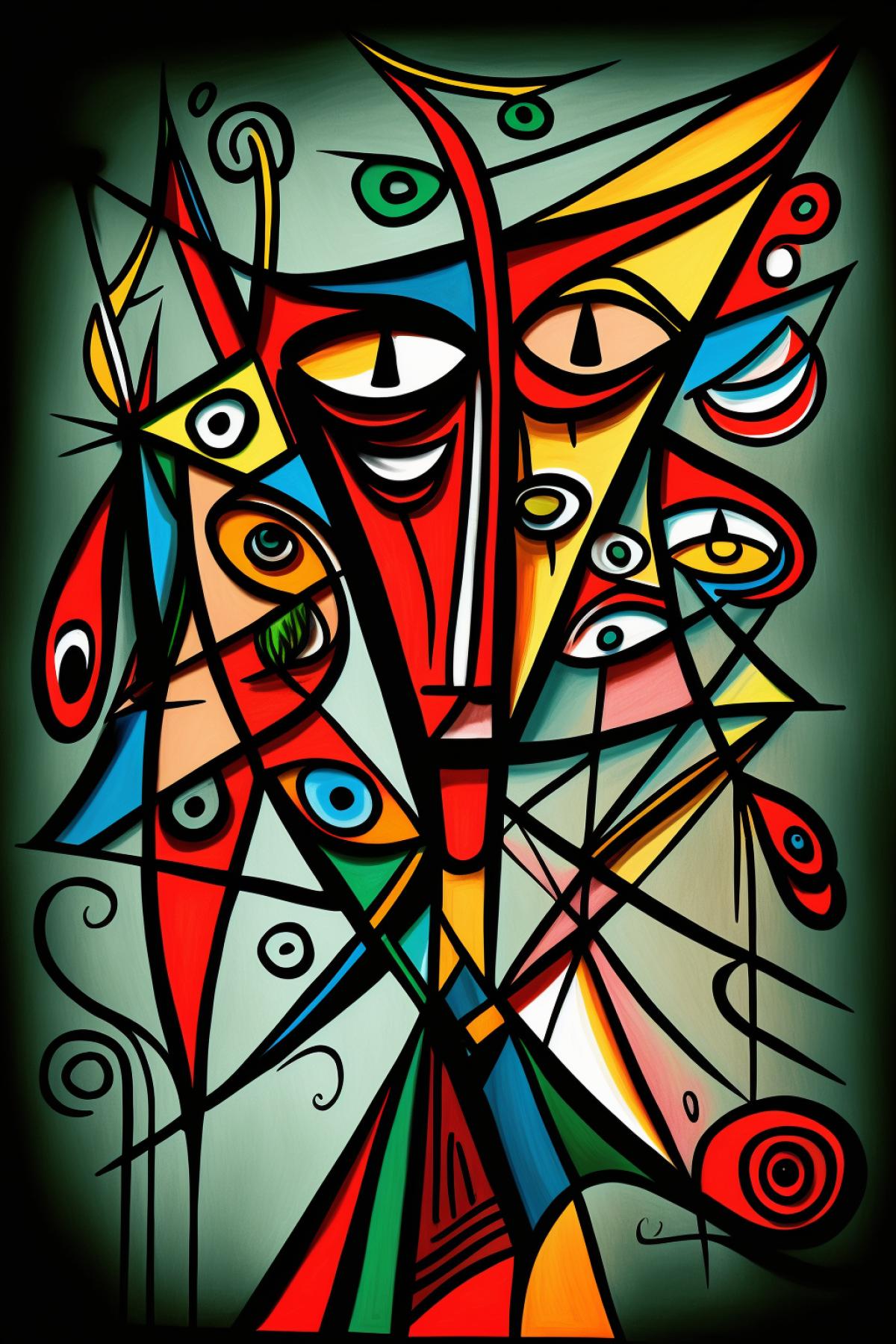 Many pincers in the style of Picasso, a vivid picture