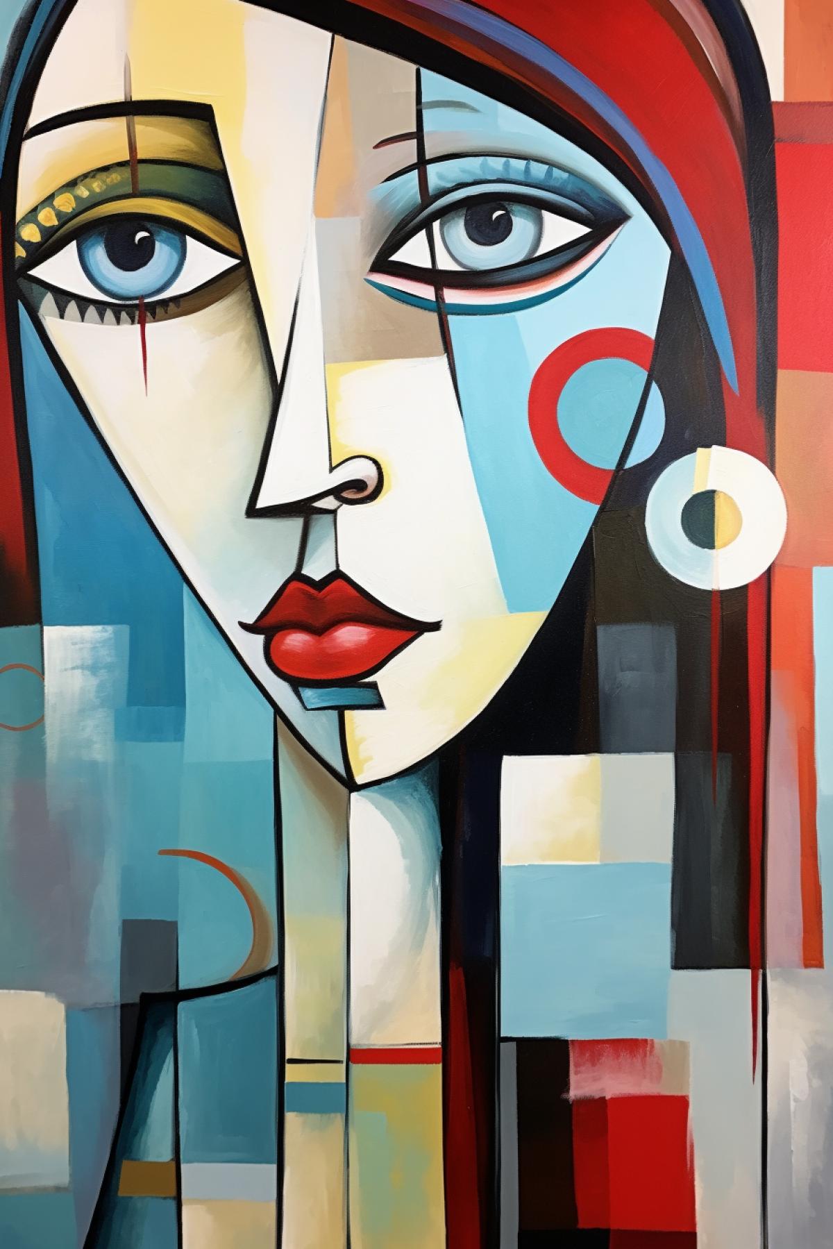 Girl with a pearl earring in the style of pablo picasso, cubism
