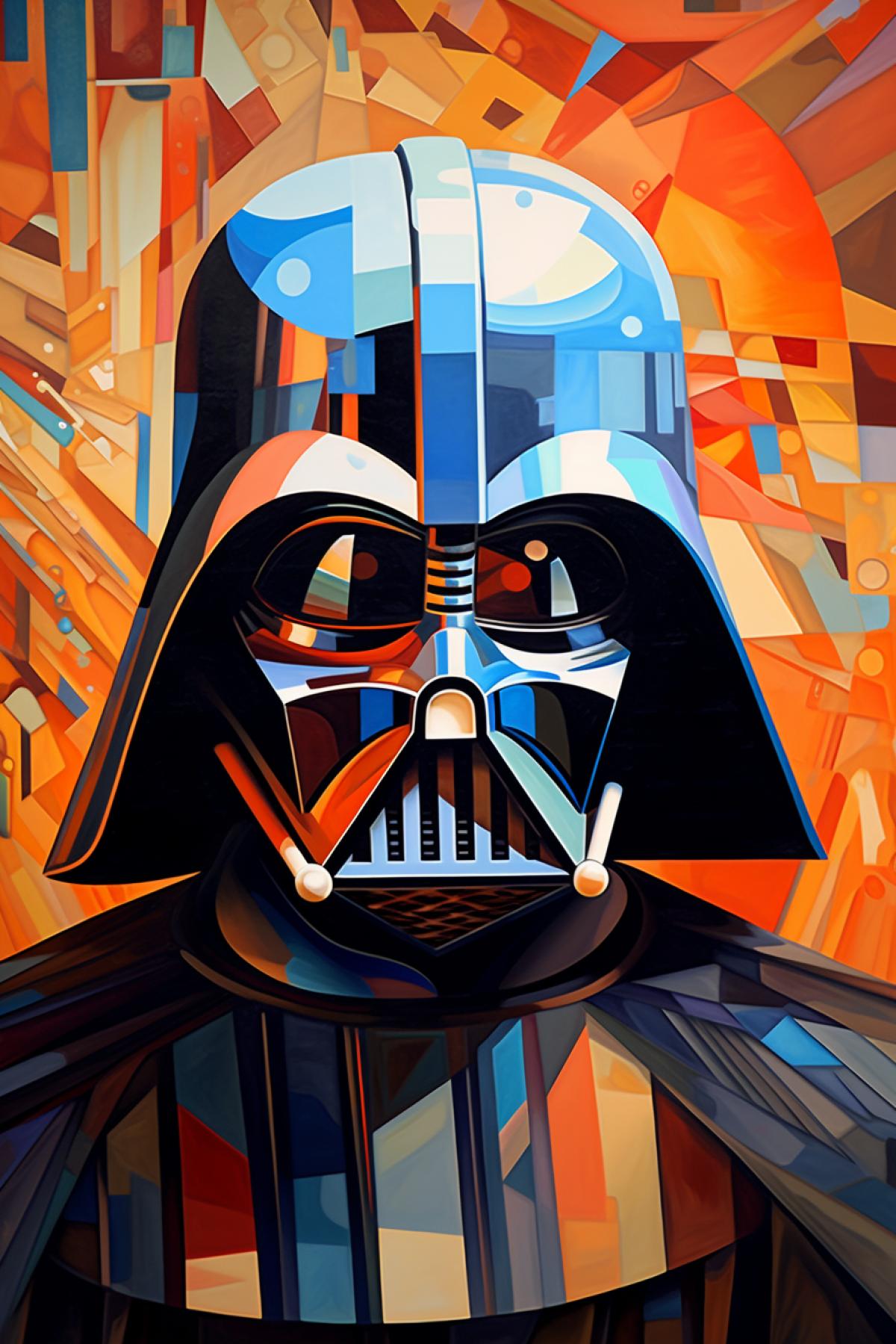 Darth Vader in the style of Pablo Picasso, cubism