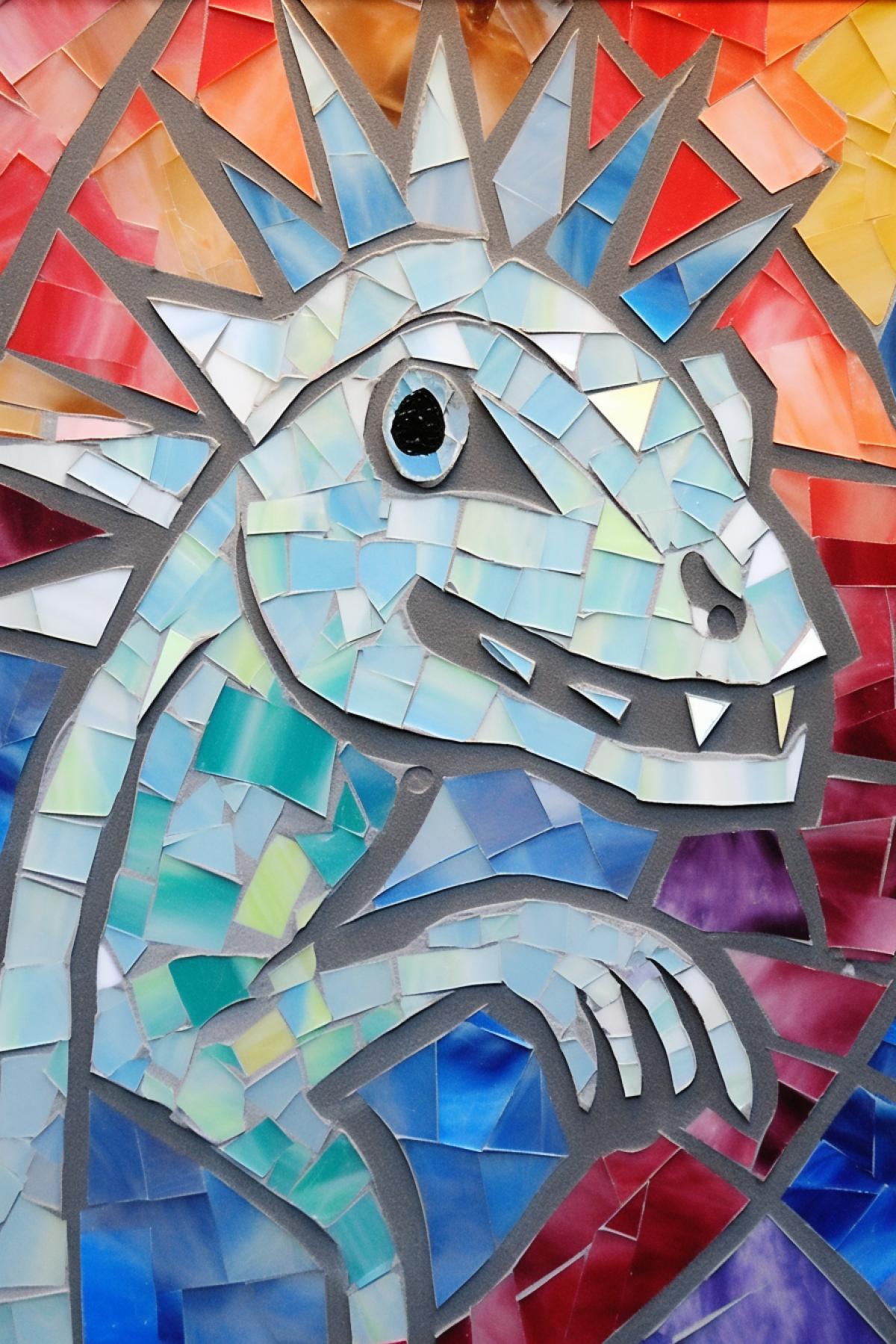 Day of the Lizard stained glcubism
