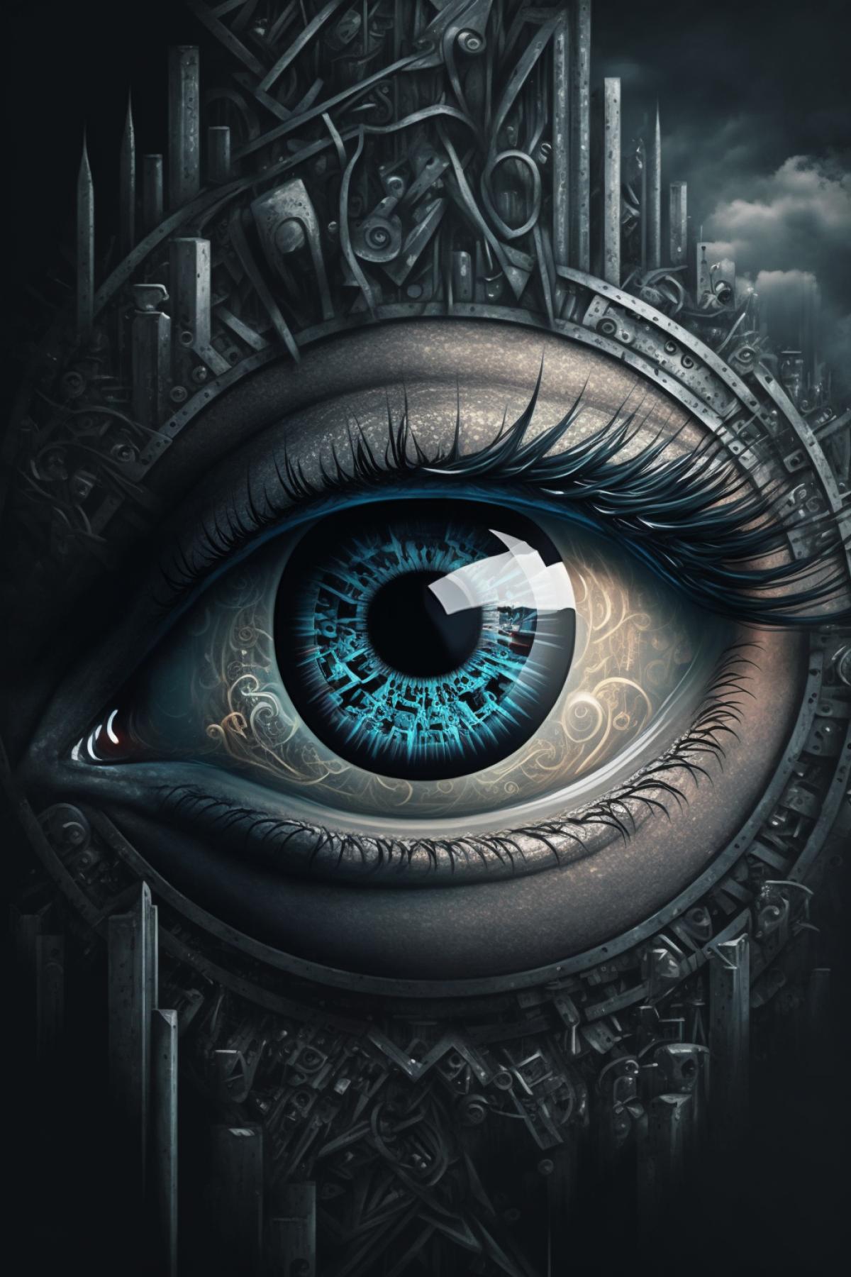 Abstract Eye Random Geometric Shapes Mobile Wallpaper Random Background Ultra Realistic Cinematic 32k UHD Giger Style