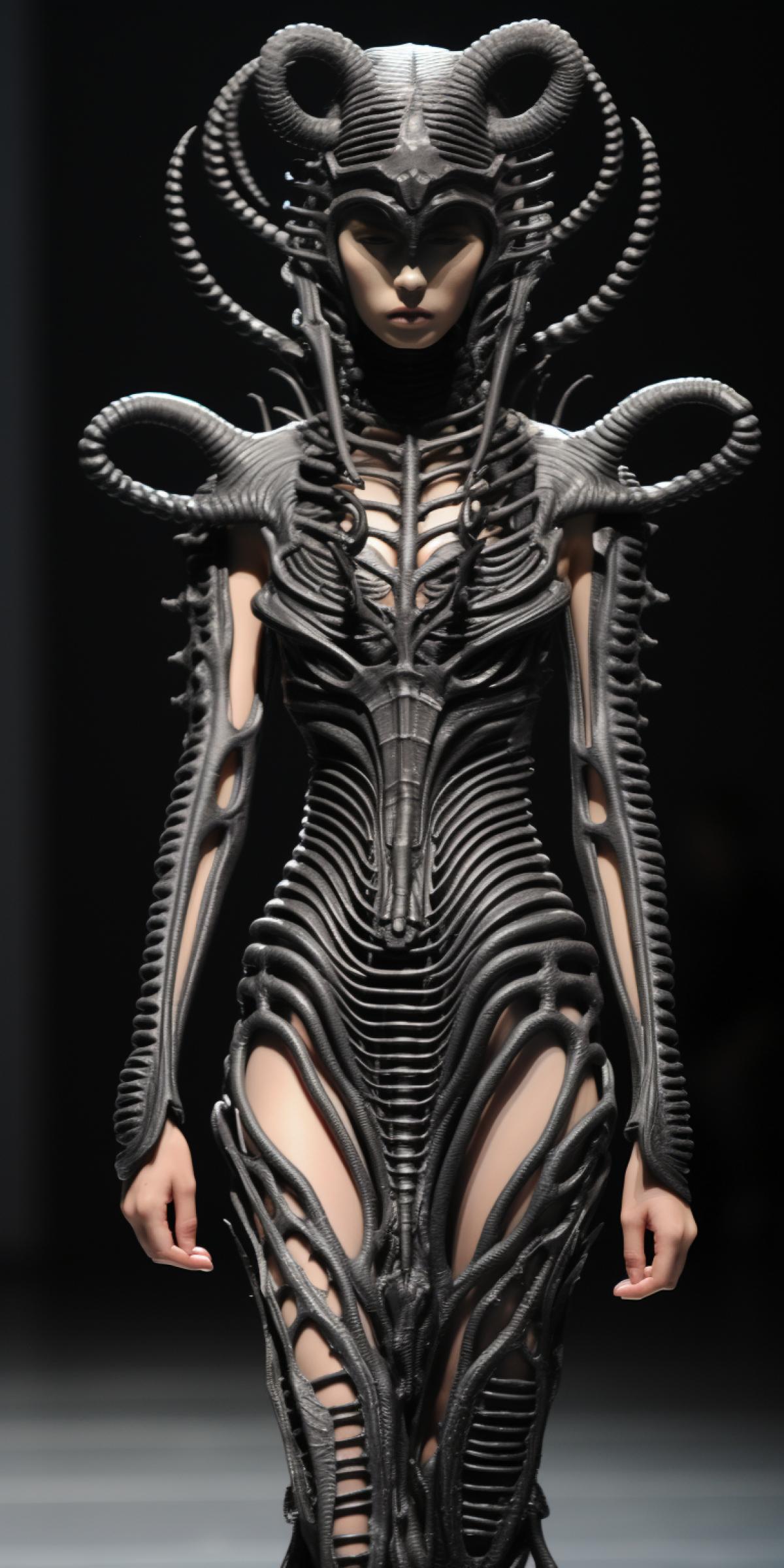 Fashion show in the style of H. R. Giger