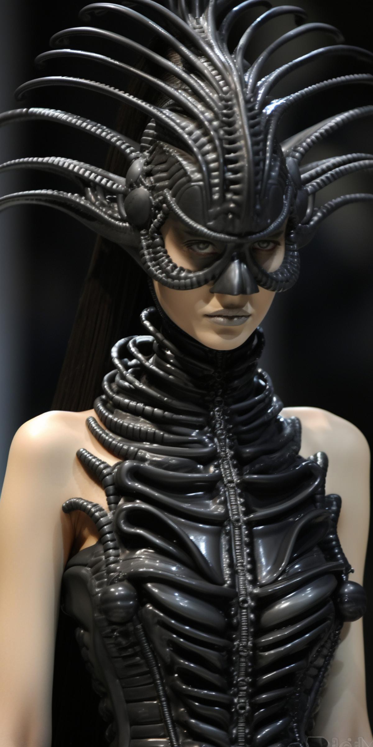 Fashion show in the style of H. R. Giger