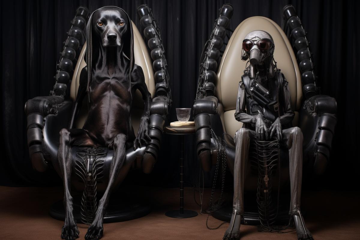 Two dogs in style by H. R. Giger