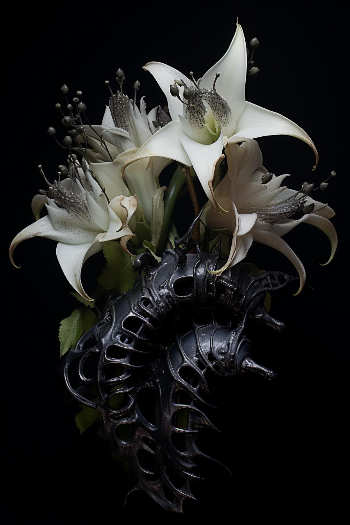 Flowers in the style of H. R. Giger