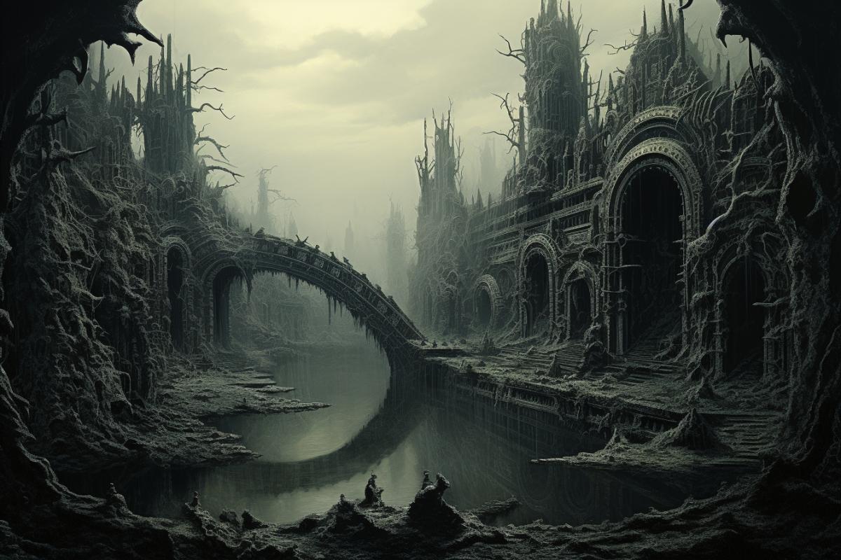 Landscape in the style of H. R. Giger