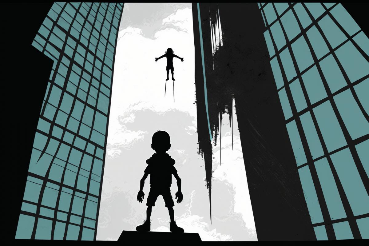 Skyscraper, action movie, war game childrens stickman drawing