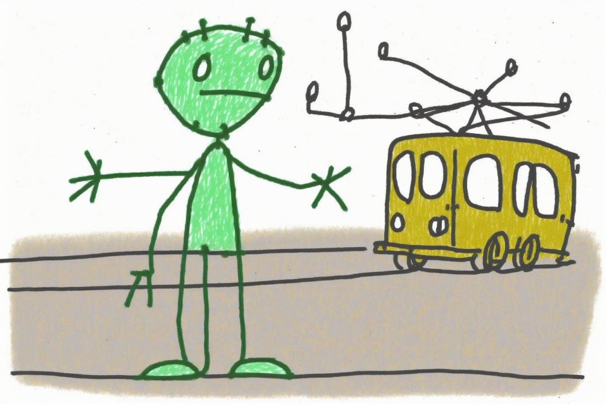 Naive child drawing simple stickman 🎁🚜