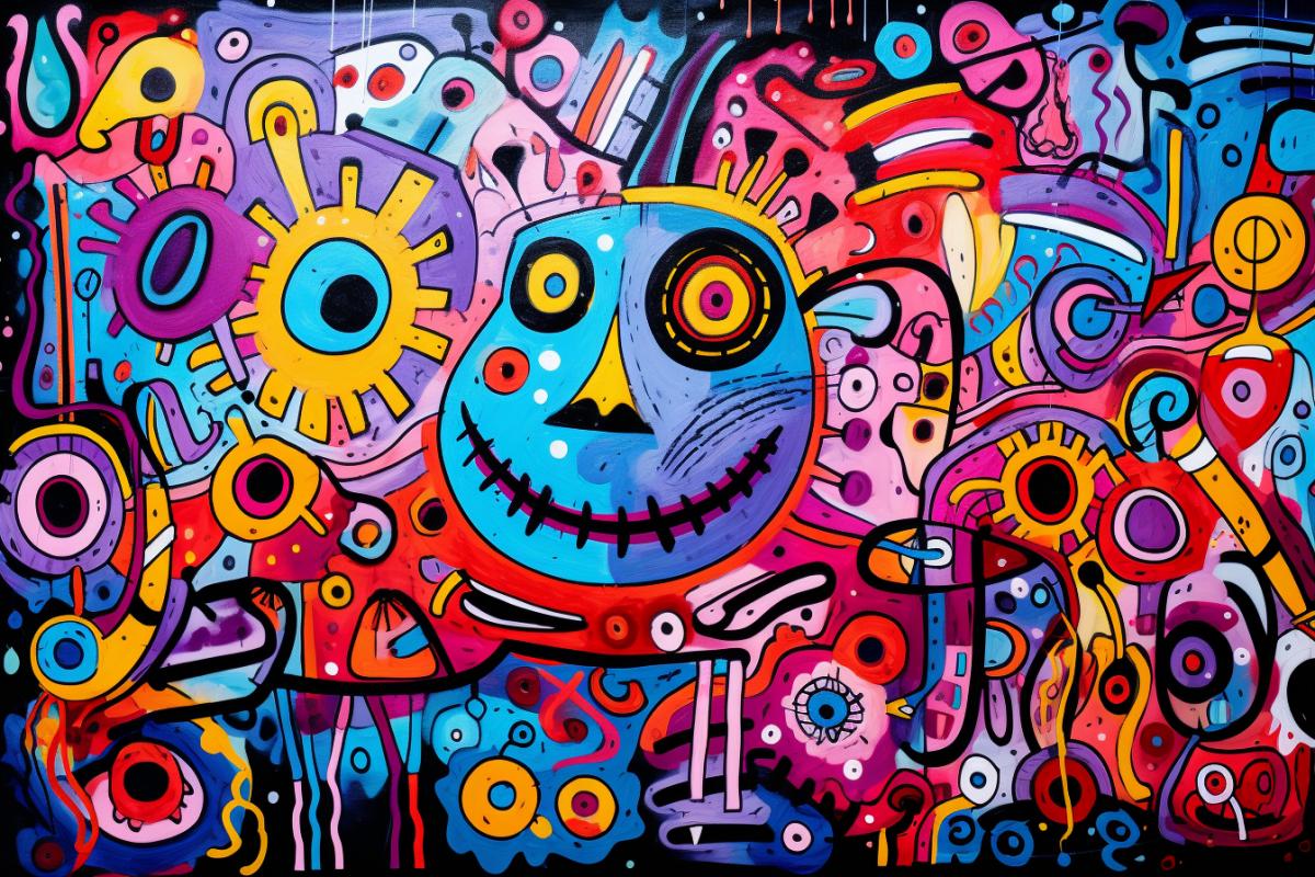 Colored cheerful drawing, which was drawn by a schizophrenic