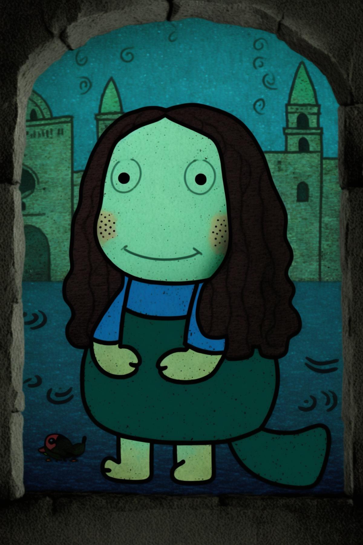 Mona Lisa painted in the style of a naive childrens drawing