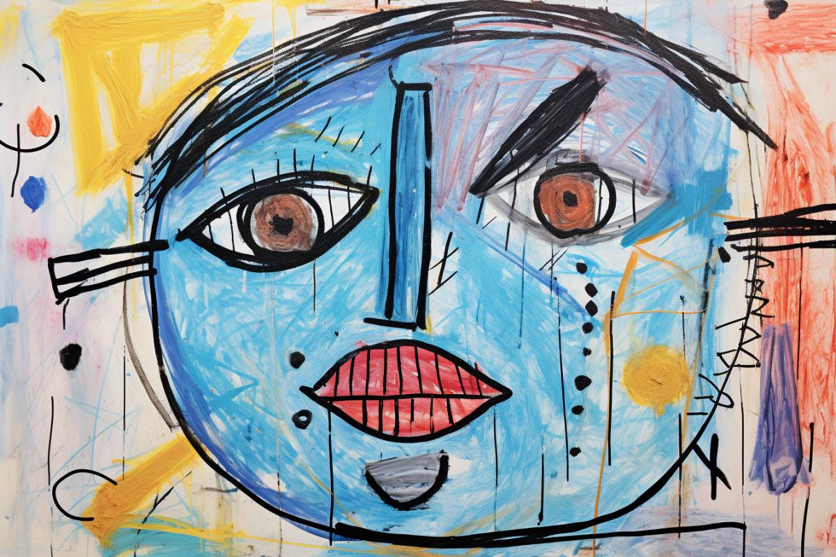 a sketch of a childrens face with smile, in the style of quito school, honest portrayal, picasso esque, mommys on-the-phone core, tactile landscapes, surprisingly absurd, comic art