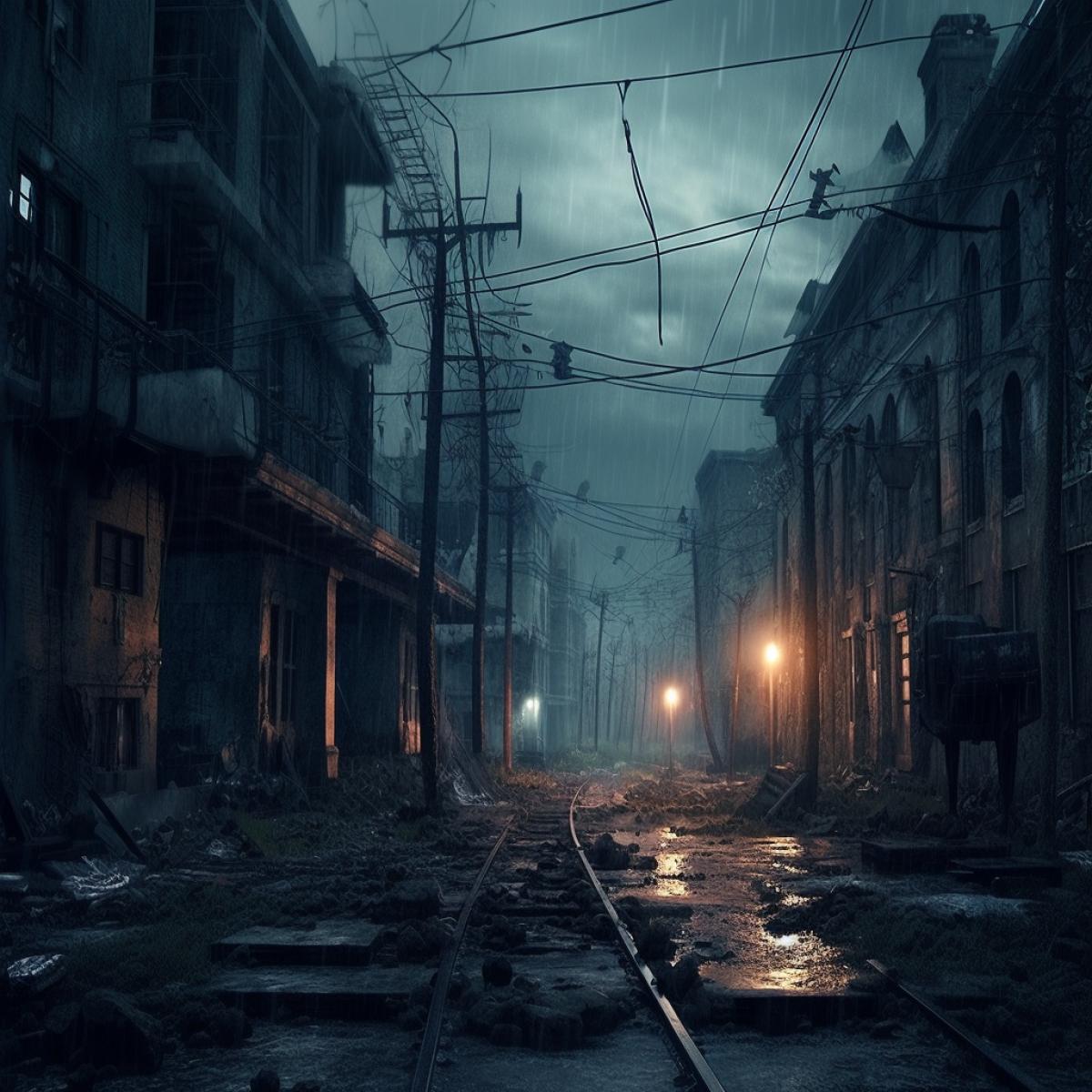 Abandoned city gloomy with atmosphere