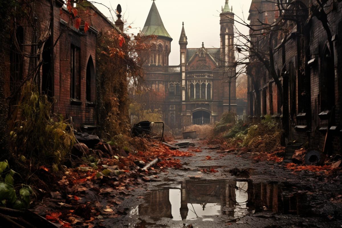 Abandoned Victorian London, post apocalyptic, autumn