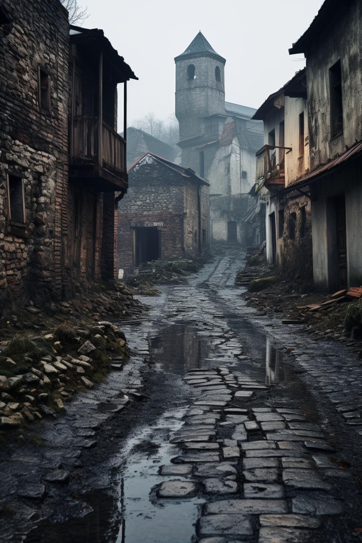 Mysterious abandoned old town, 8k