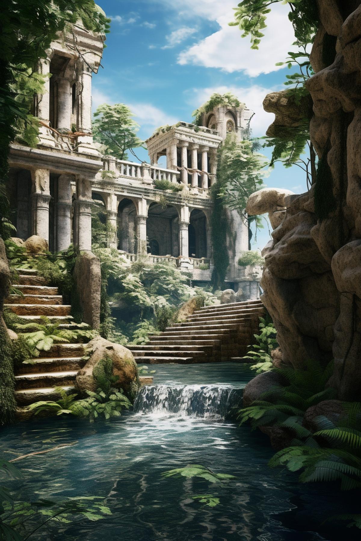 Abandoned beautiful place, Libertatia, ancient city, uncharted game theme, hyperrealistic photo