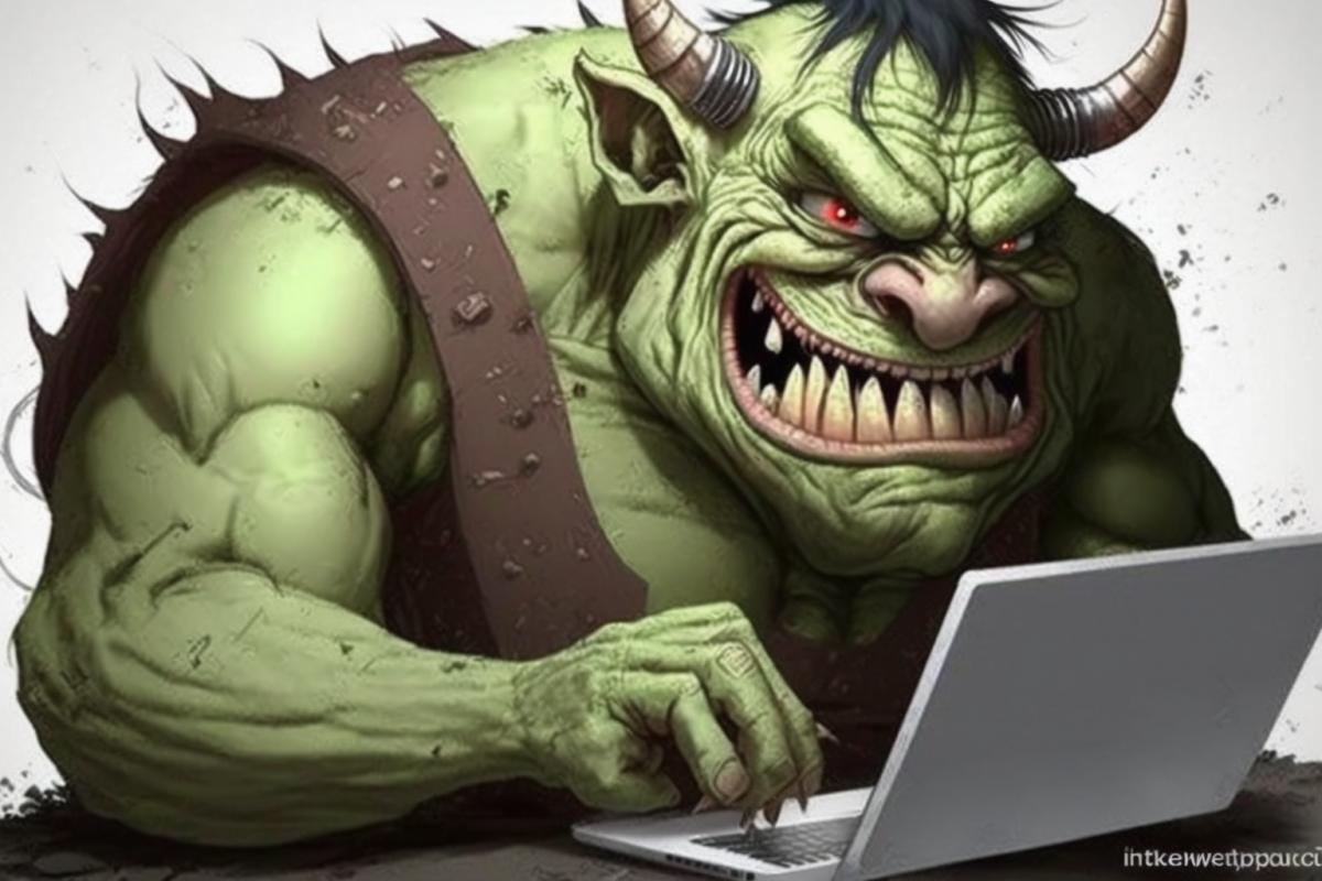 Terrible evil troll writes malicious comments and puts dislikes.