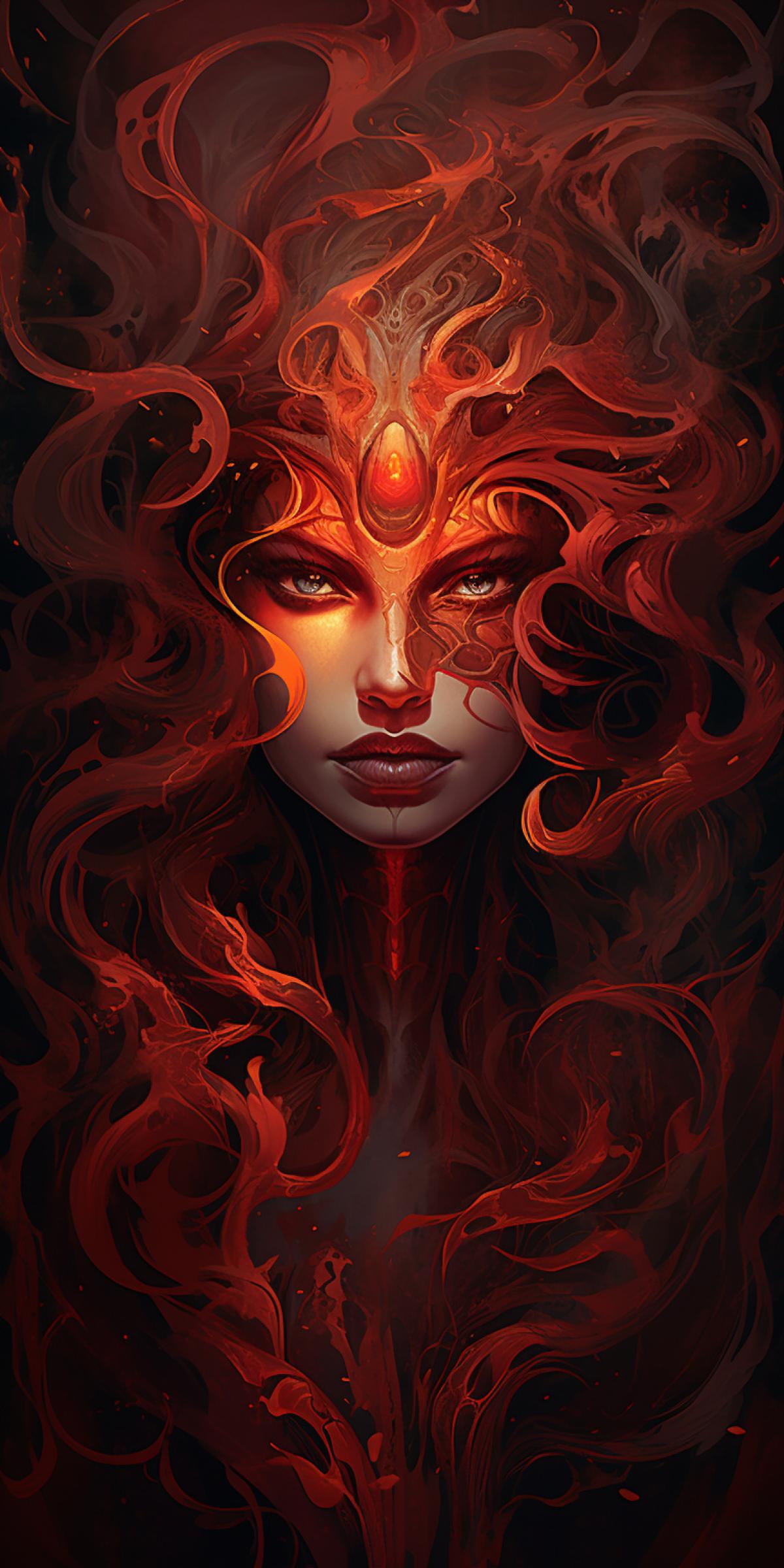a dramatic dark and menacing techno gothic vampire stalking the night, ominous eerie impressionist abstract cubism tiny smooth wavy segments, a dense cloud of smoke made of amber flames, 8K ultra sharp resolution, zoomed out full body shot, dark detailed ultra modern vampire décor, red hour :: evil vampire expression :: harmonious waves :: intricate elaborate detailed