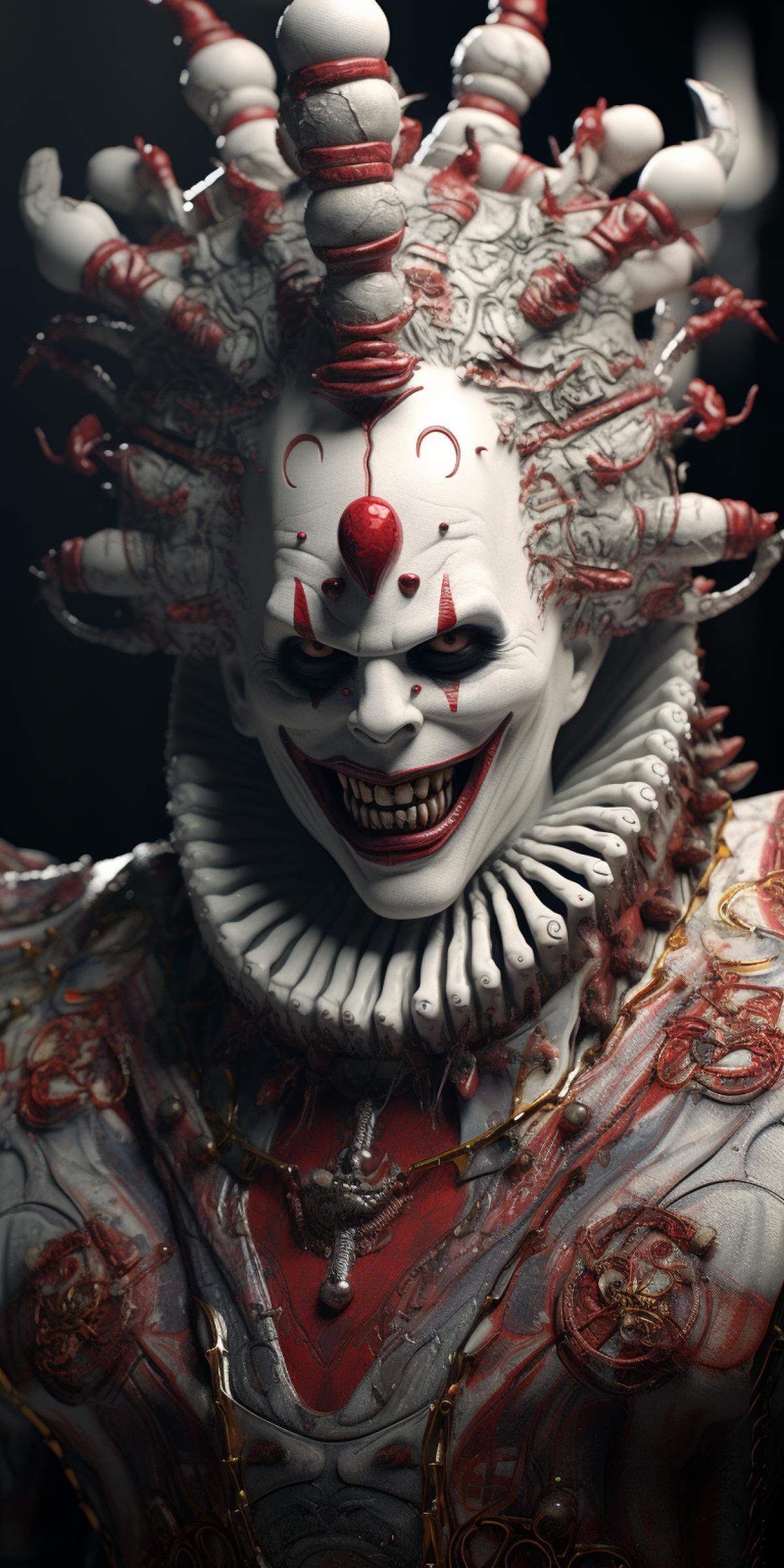 evil clown character, octane render, hyper detailed, elegant, necromancer, style, terrifying