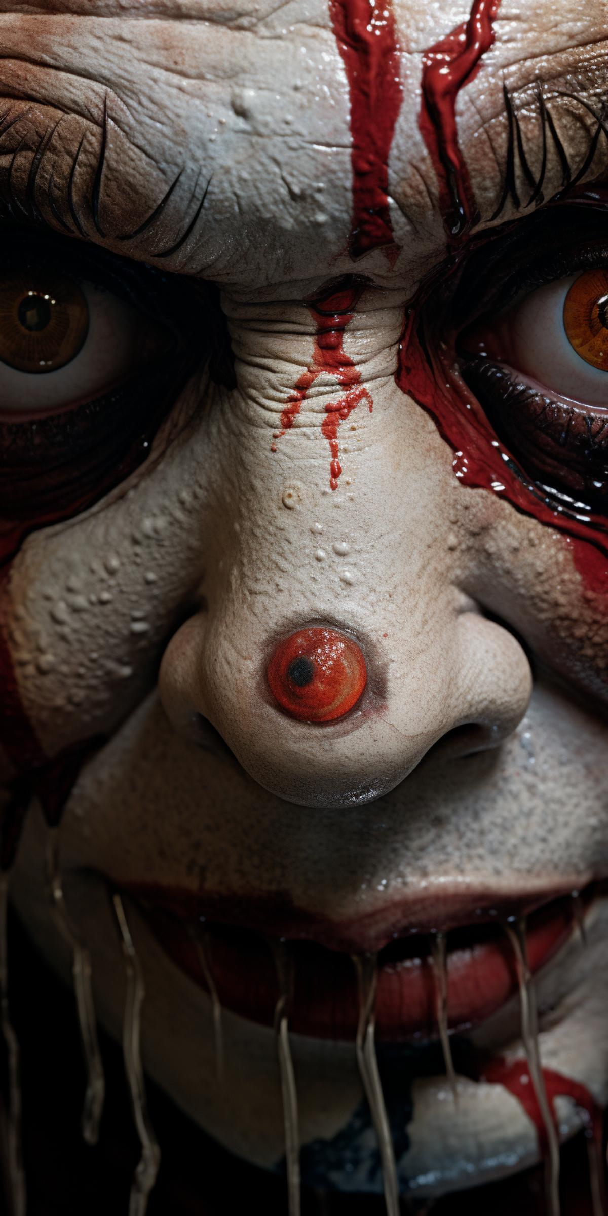 creepy clown Hasselblad macro lens close up