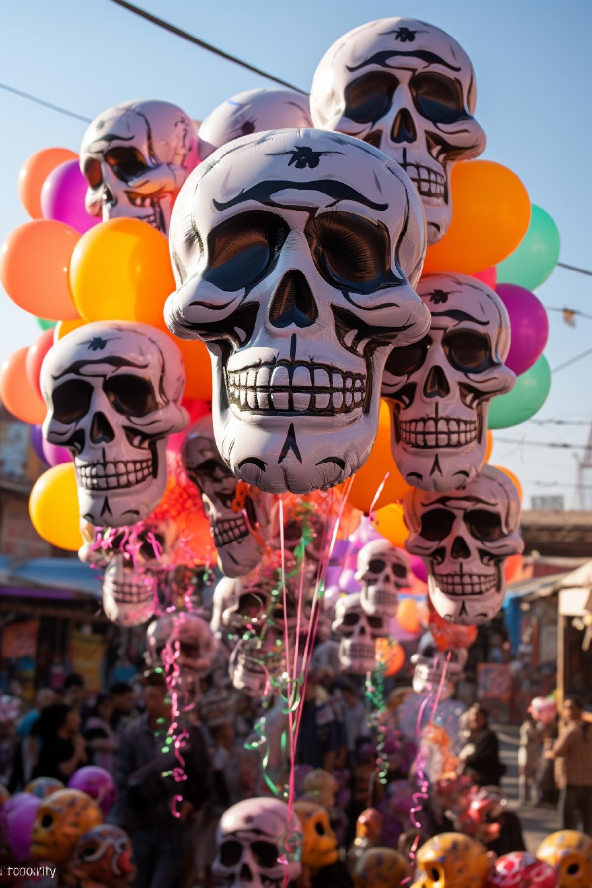Skull balloons, day of the dead in Mexico