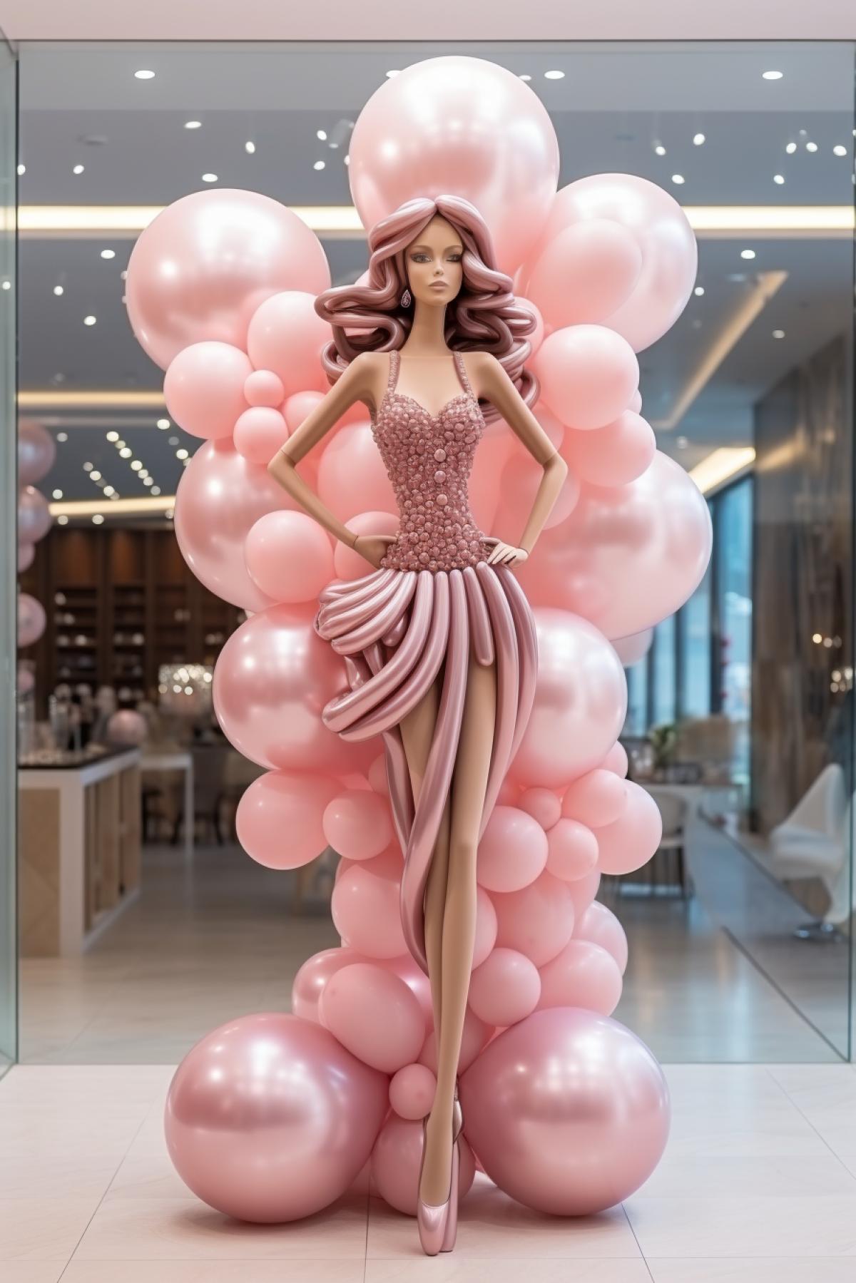 Balloons in the shape of a girl in a luxury