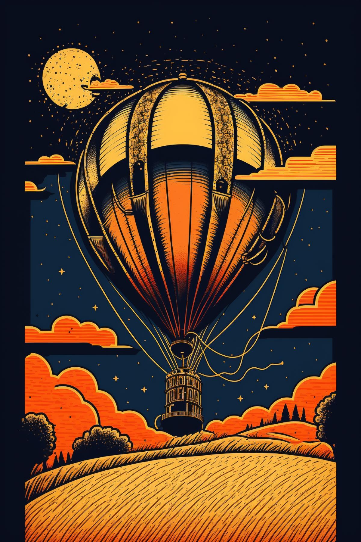 🌽 hot air balloon flying through the sky