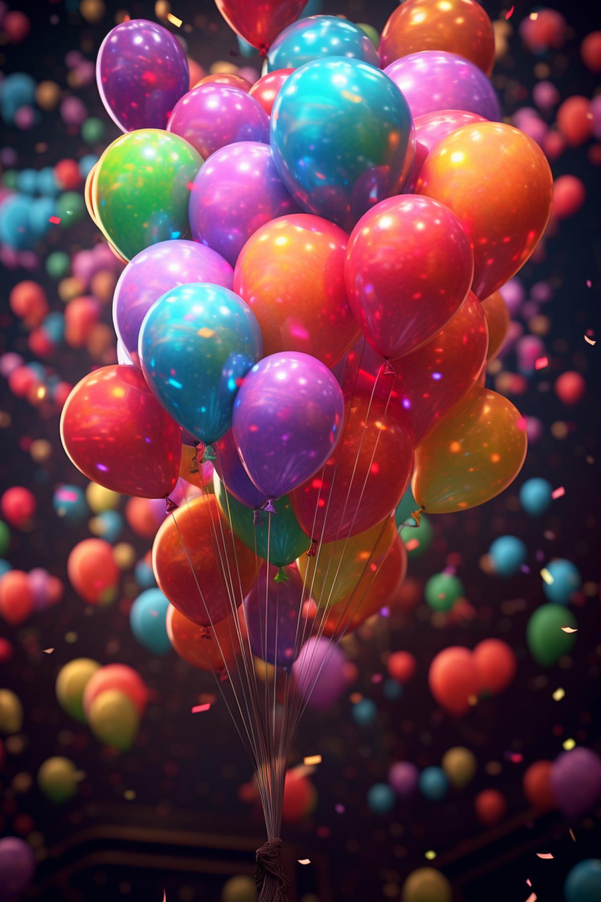cinematic shot of detailed textured colored balloons in space, contrast, neon, sci-fi, elastic surface modeling, maya, c4d, artstation, detailed