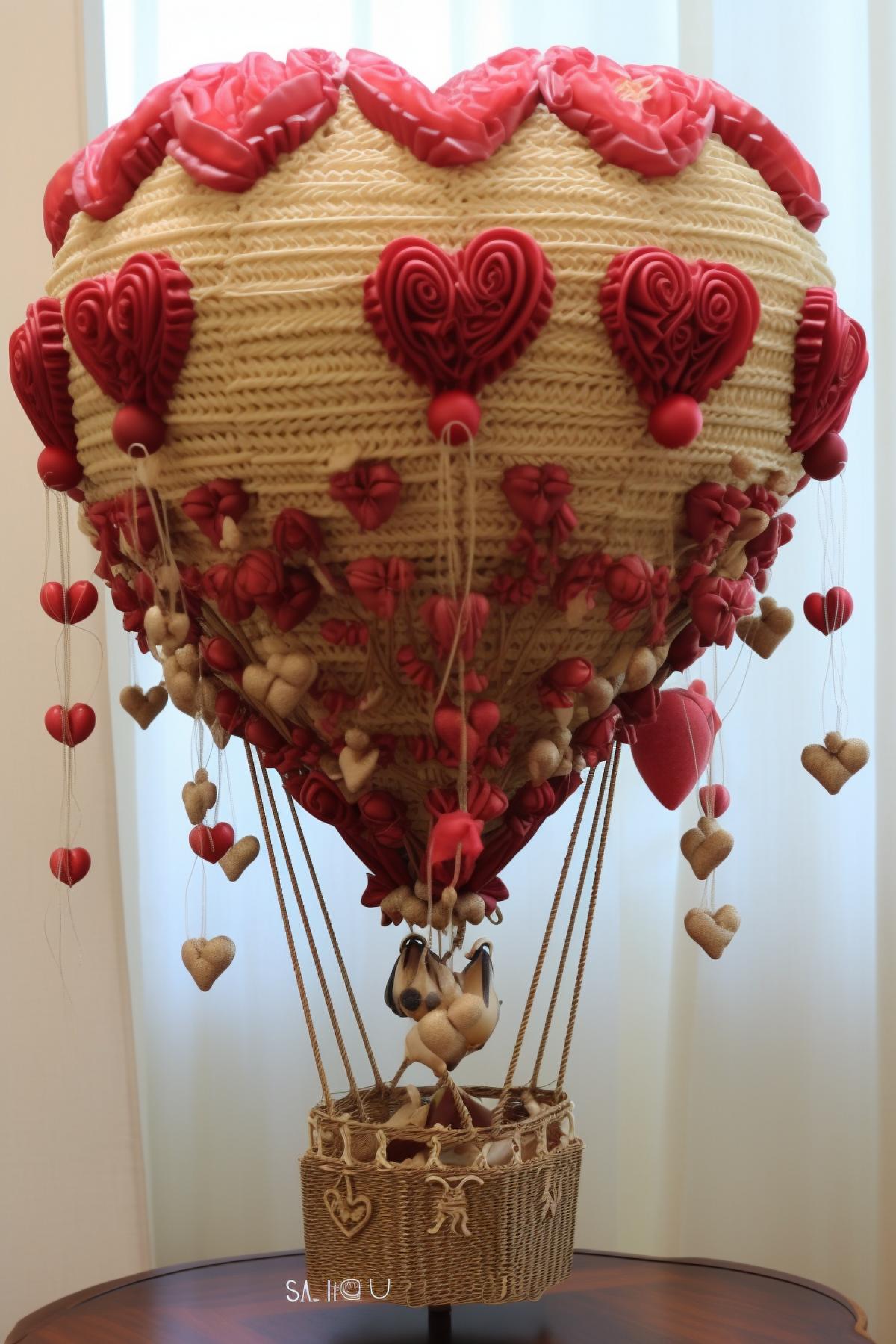 Heart shaped balloon romantic date hot air balloon flowers many details