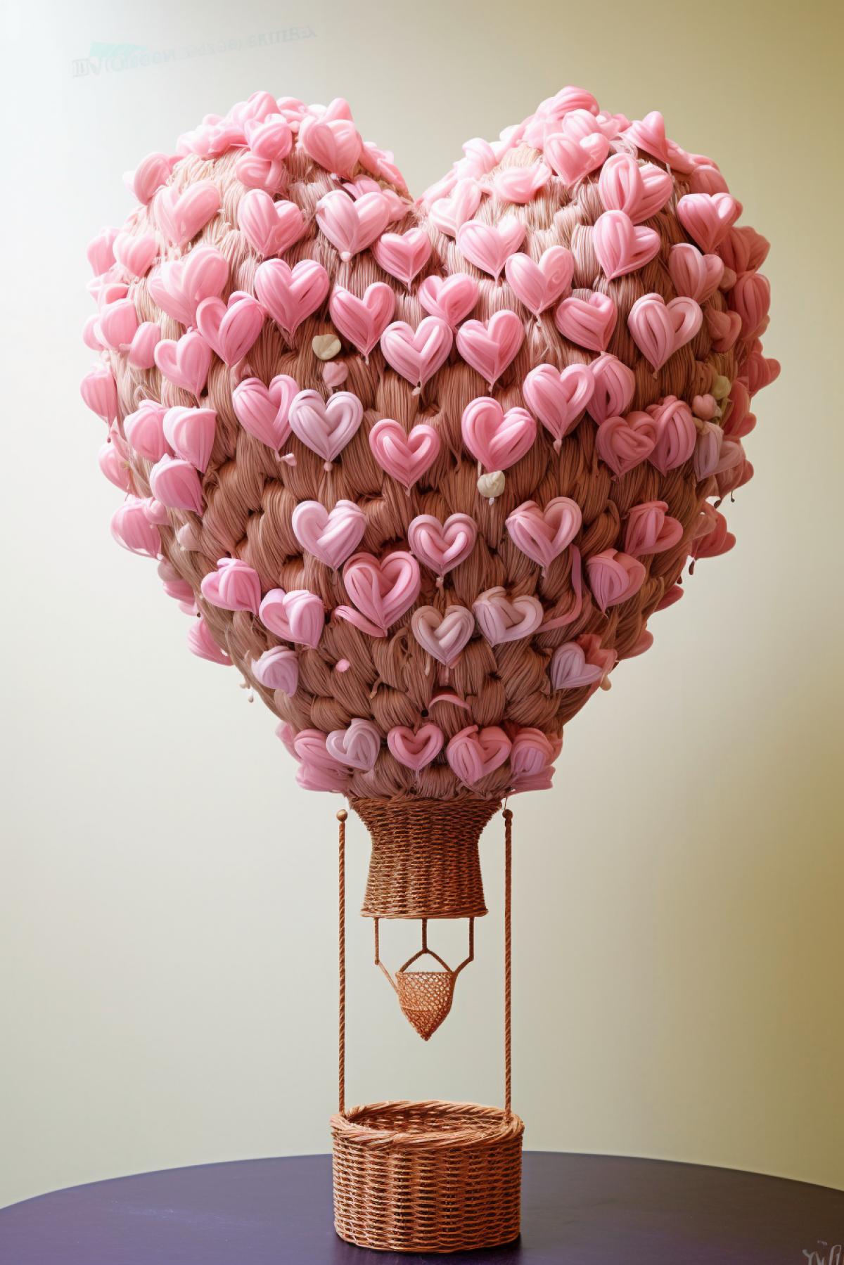 Heart shaped balloon romantic date hot air balloon flowers many details