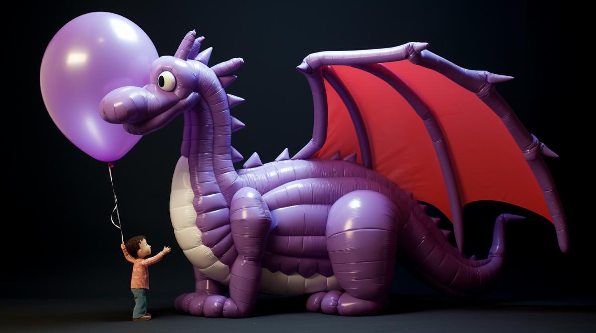 dragon hugging balloon