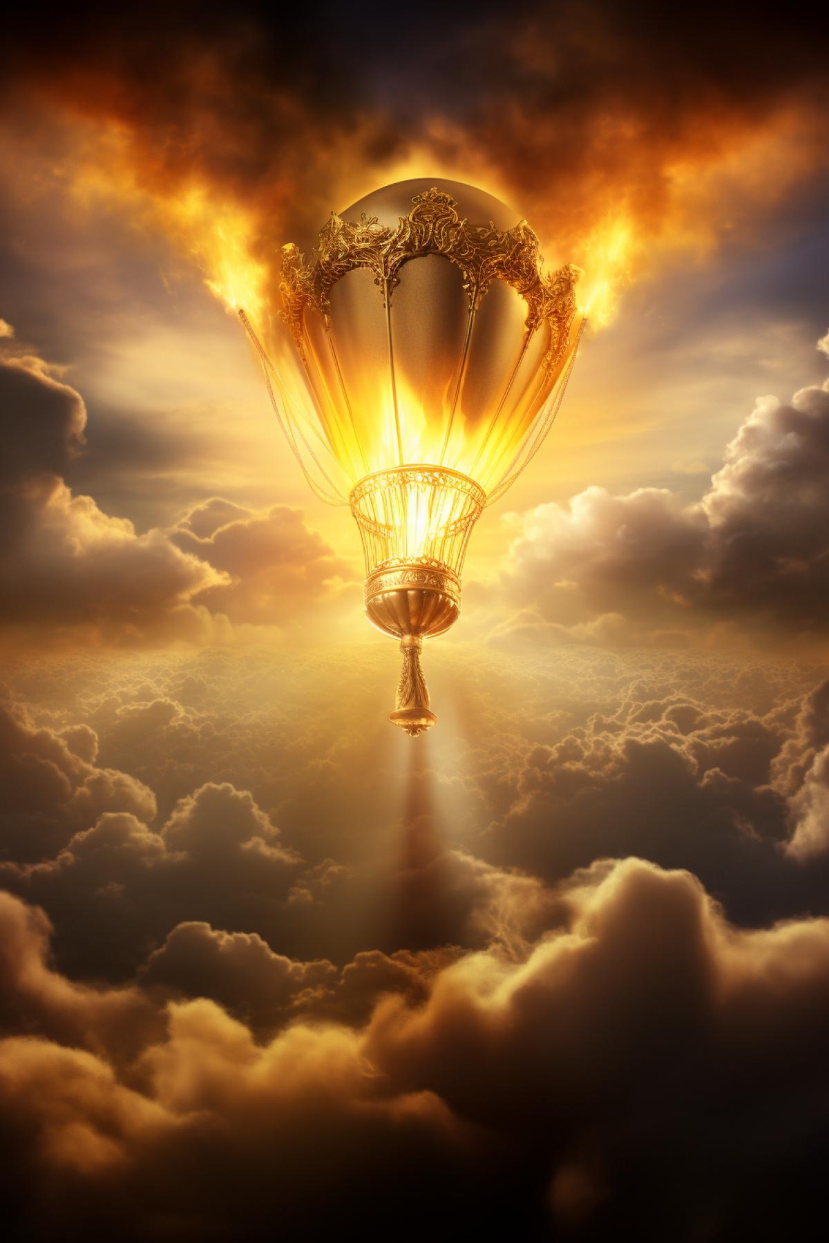 hot air balloon in the clouds