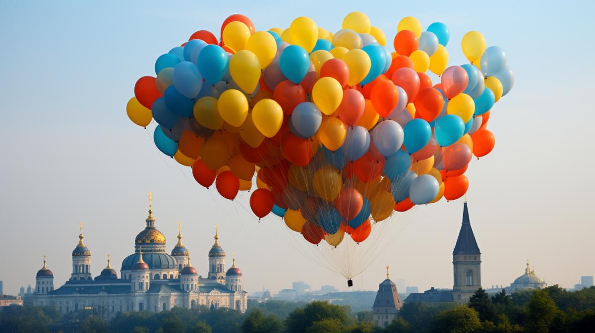 Russia gives Ukraine colorful balloons