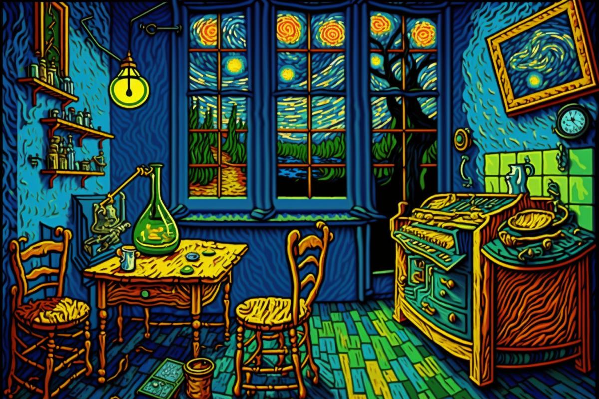 Mysterious Van Gogh-style chemistry lab