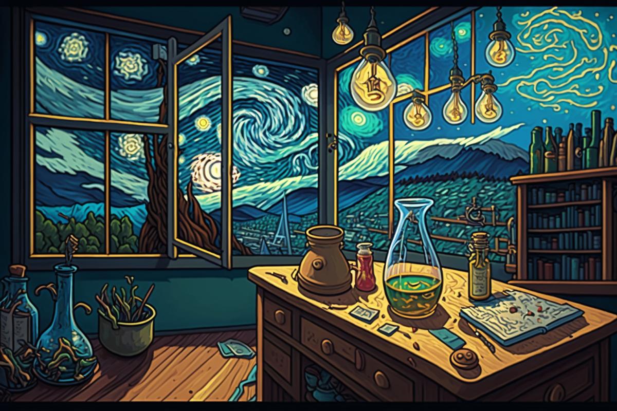 Mysterious Van Gogh-style chemistry lab