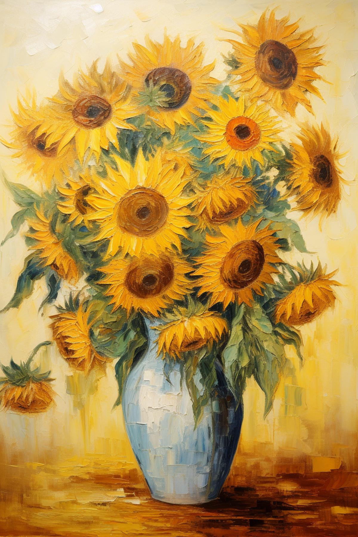 Bouquet of sunflowers in the style of Van Gogh