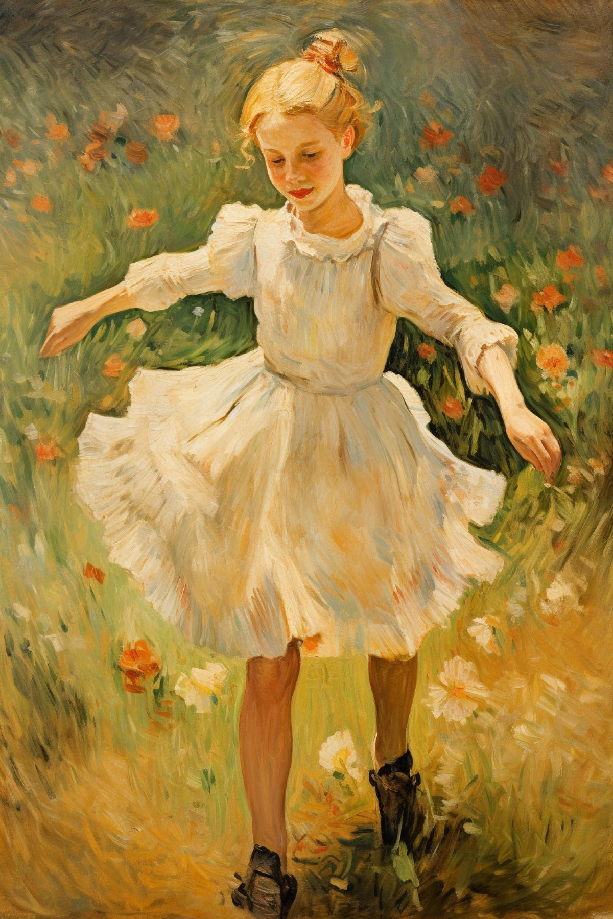 Young girl dancer Van Gogh, post-impressionism