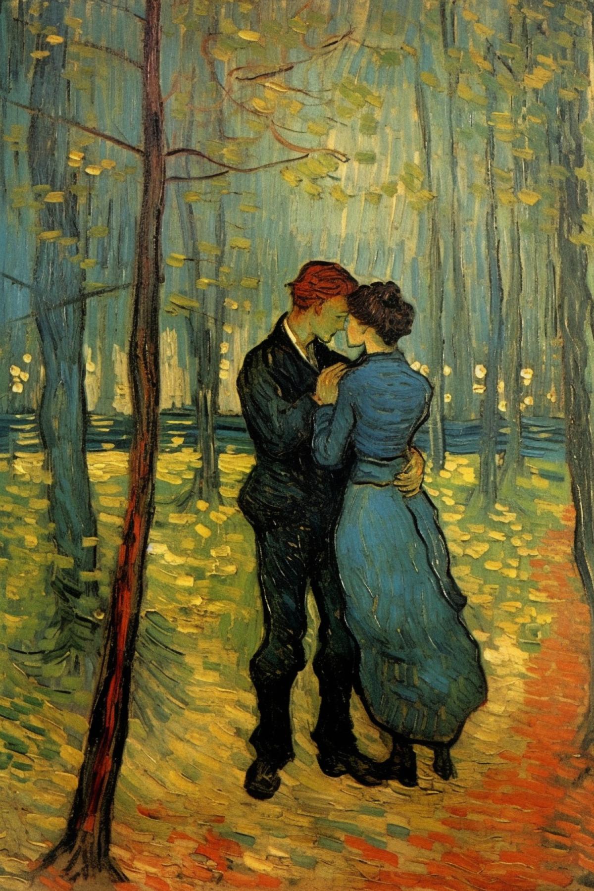 Farewell kiss lovers by Van Gogh , post-impressionism