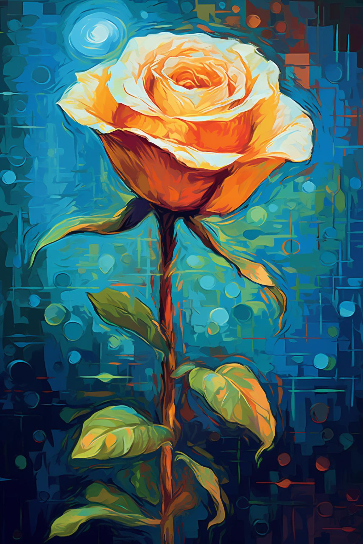 Rose in the style of Van Gogh