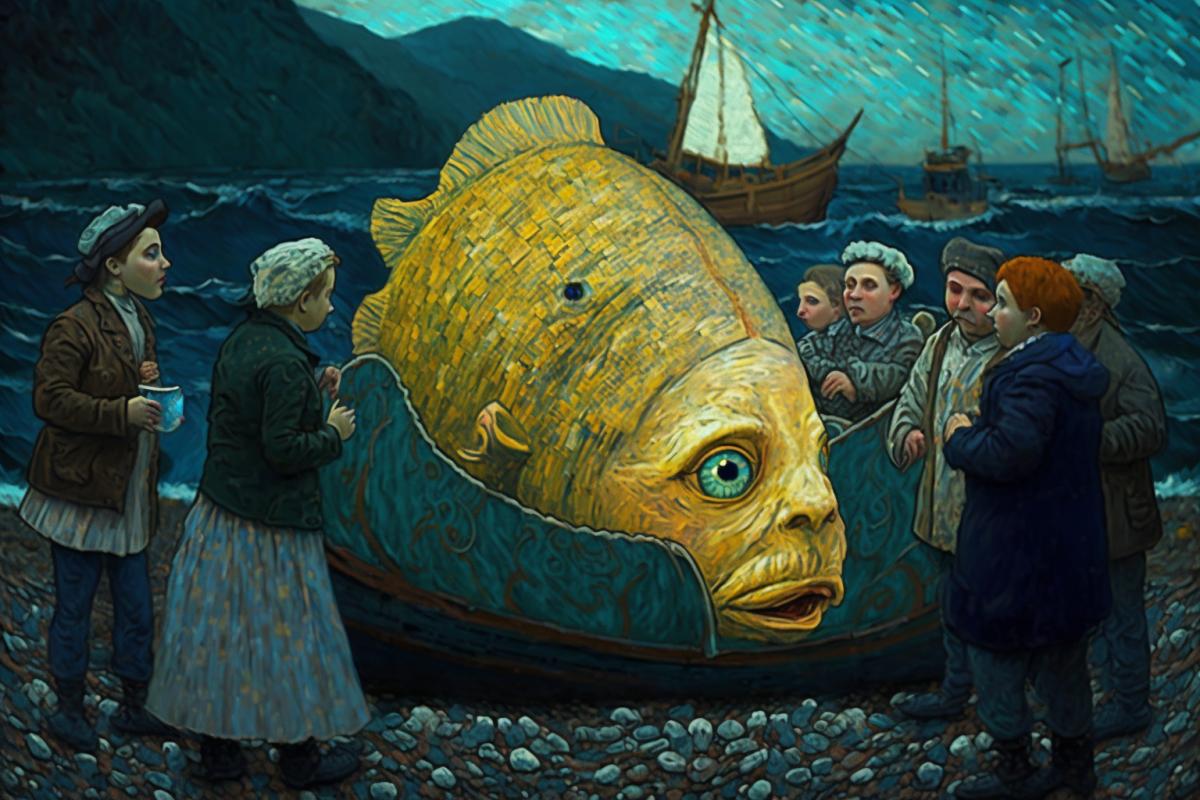 Flounder Festival in Nakhodka, Van Gogh style