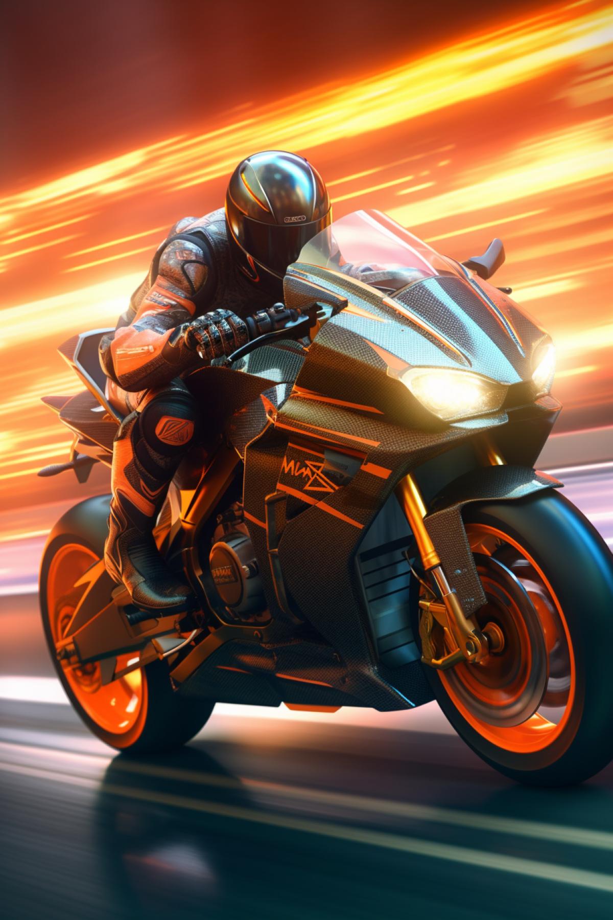 cinematic shot of racing detailed textured organic futuristic bikes with v8 engines flying down the track, hi-tech, sci-fi, hard surface simulation, maya, c4d, artstation, detailed