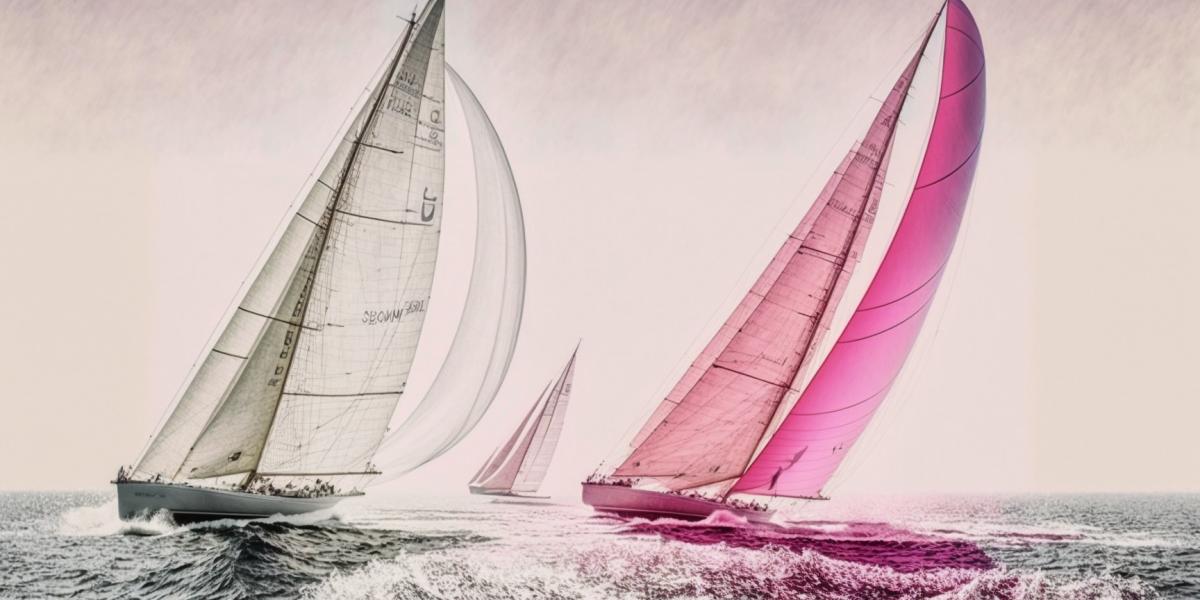 several yachts race against each other in the sea, in the style of whitcomb-girls, photo taken with provia, light beige and magenta, #vfxfriday, contest winner, fleeting moments, danube school